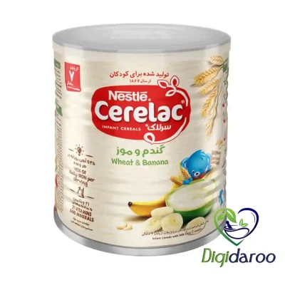 سرلاک گندم و موز به همراه شیر نستله 400 گرمی (از پایان 7 ماهگی)