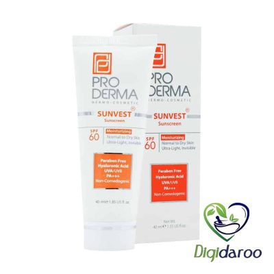 ضد آفتاب و مرطوب کننده SPF60 پوست معمولی و خشک پرودرما (بی رنگ)