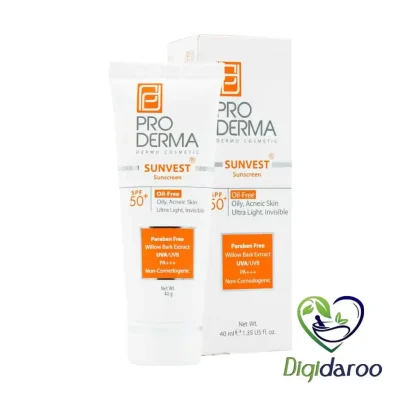 کرم ضد آفتاب فاقد چربی SPF50 پرودرما (بی رنگ)