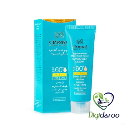 کرم ضد آفتاب SPF 60 رنگی سینره 50 میلی لیتری (بژ روشن) (آبی)