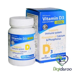 سافت ژل ویتامین دی 1000 واحد (D3) او پی دی فارما 30 عددی