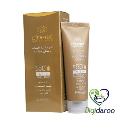 کرم ضد آفتاب رنگی SPF50 سینره 50 میلی لیتری (بژ طبیعی) (طلایی)