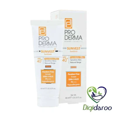 ضد آفتاب ⁺SPF40 رنگی فاقد جاذب های شیمیایی (مینرال) پرودرما (بژ طبیعی)