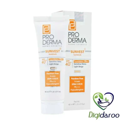 ضد آفتاب ⁺SPF40 رنگی فاقد جاذب های شیمیایی (مینرال) پرودرما (بژ روشن)