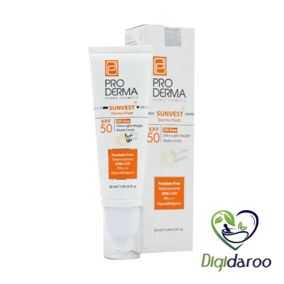 فلوئید ضد آفتاب فاقد چربی SPF50 پرودرما 50 میلی لیتری