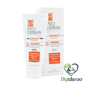 ضد آفتاب و مرطوب کننده SPF60 پوست معمولی و خشک پرودرما (بژ طبیعی)
