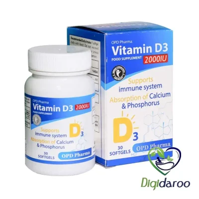 سافت ژل ویتامین D۳ ۲۰۰۰ واحد او پی دی فارما 30 عددی