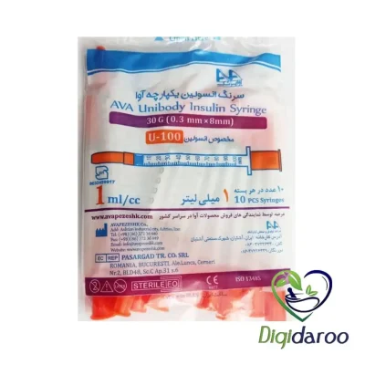 سرنگ انسولین 1 سی سی (100 واحدی) آوا 10 عددی