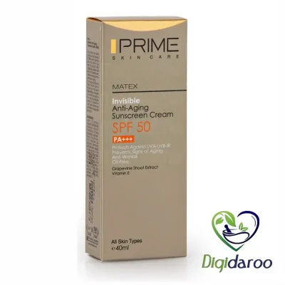 کرم ضد آفتاب جوان کننده پرایم SPF50 حجم ۴۰ میلی لیتری (بی رنگ)