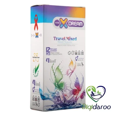 کاندوم لذت های گوناگون Travel Mixed ایکس دریم بسته ۱۲ عددی