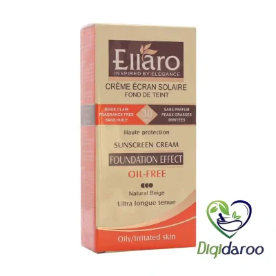 کرم ضد آفتاب فاقد چربی SPF30 پوشش کرم پودر الارو 40 میلی لیتری (بژ طبیعی)