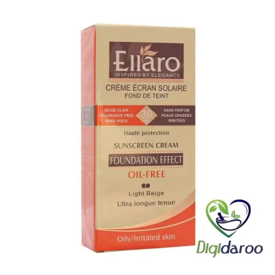 کرم ضد آفتاب فاقد چربی SPF30 پوشش کرم پودر الارو 40 میلی لیتری (بژ روشن)