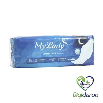 نوار بهداشتی کلاسیک ضخیم بالدار (خیلی بزرگ XL) مای لیدی 10 عددی (آبی)