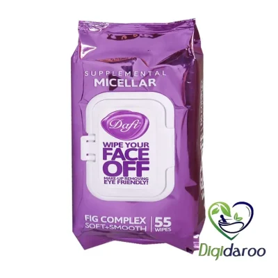 دستمال مرطوب پاک کننده آرایش میسلار (Micellar) دافی 55 عددی (بنفش)