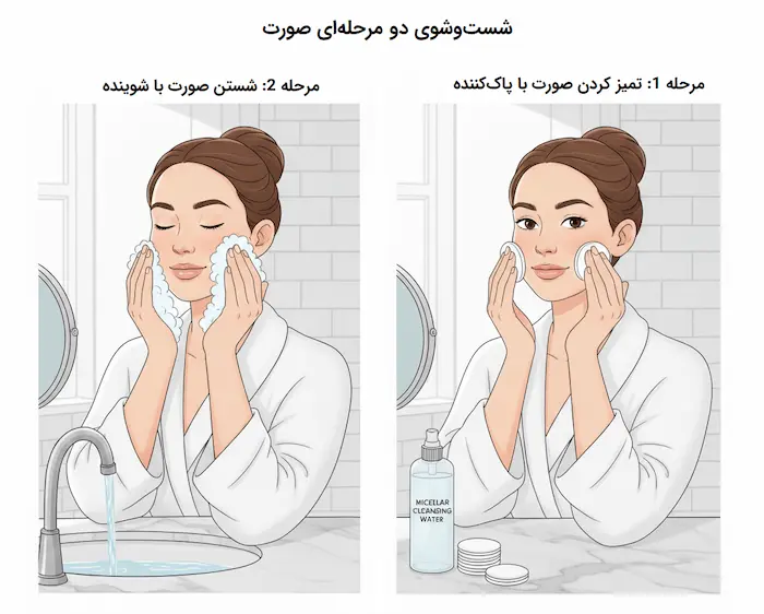 شستشوی دو مرحله‌ای صورت