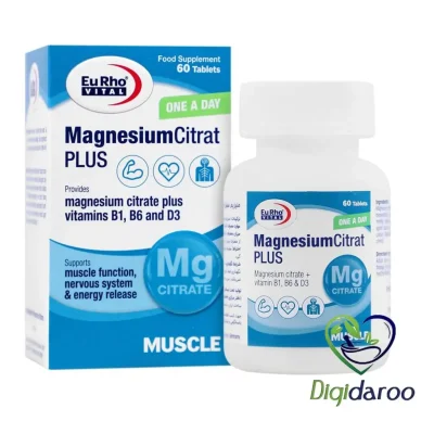 قرص منیزیم سیترات پلاس (Magnesium Citrat Plus) یوروویتال 60 عددی