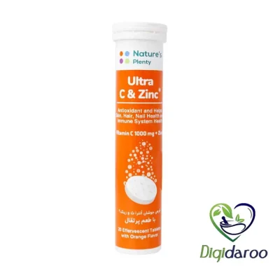 قرص جوشان اولترا c و زینک (Ultra C&Zinc) نیچرز پلنتی 20 عددی (پرتقال)
