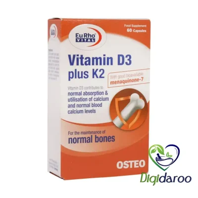 کپسول D3 1000 پلاس K2 یوروویتال 60 عددی