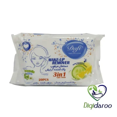 دستمال مرطوب پاک کننده آرایش 3in1 دافی ۲۰ عددی