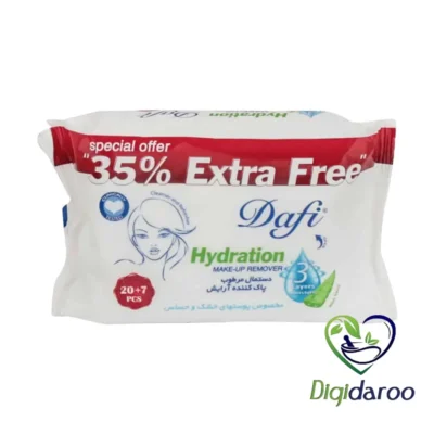 دستمال مرطوب پاک کننده آرایش (35% EXTRA Free) دافی 20+7 عددی